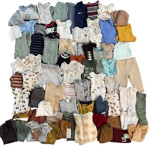 Giant 70 Piece Baby Clothing Lot 0-6 Months Carter's Disney Nike Mixed Brands